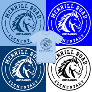 Merrill Road Elementary YOUTH 4 Polos and 1 Spirit T-Shirt Package